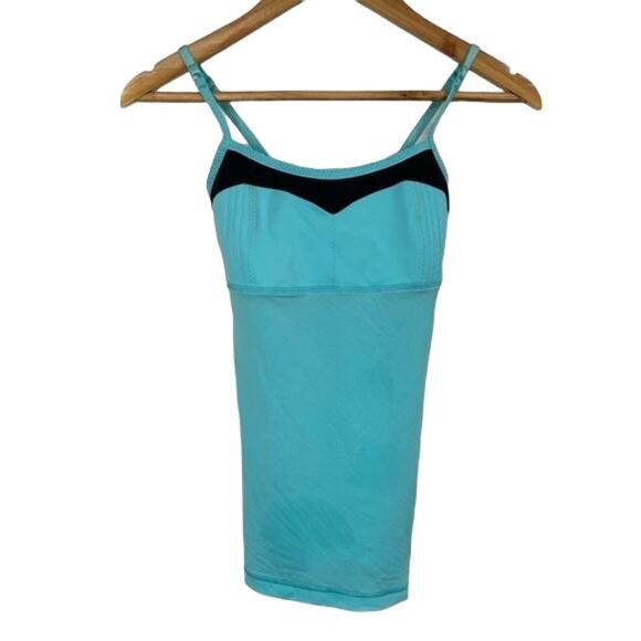 LULULEMON  Aqua Criss Cross Spaghetti Workout Top - Picture 1 of 4
